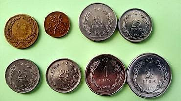 🇹🇷 STARE TURSKE KOVANICE – KURUŠ I LIRA (8 KOMADA) 25 kuruşa 1949 + na lalafo.rs 🇹🇷 STARE TURSKE KOVANICE – KURUŠ I LIRA (8 KOMADA) 25 kuruşa 1949 +