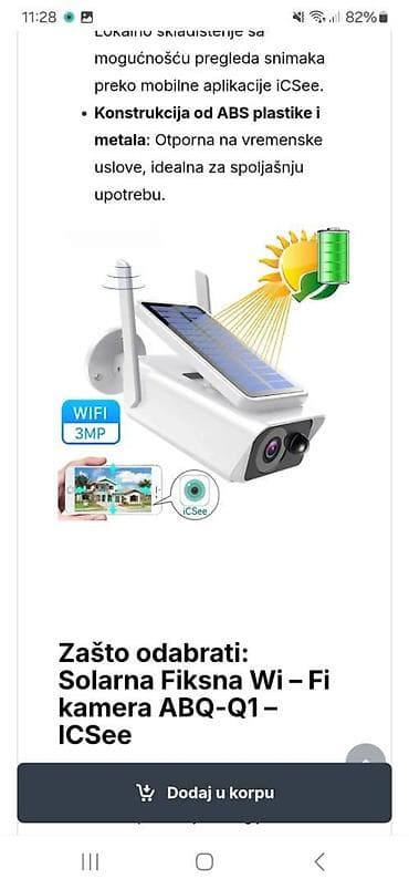 Prodajem solarnu, baterijsku WiFi kameru. Novo na lalafo.rs — 2 Prodajem solarnu, baterijsku WiFi kameru. Novo — 2