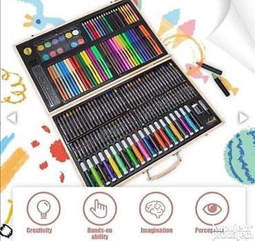 Drveni kofer sa bojicama za decu set 180 delova. drveni kofer sa na lalafo.rs — 1 Drveni kofer sa bojicama za decu set 180 delova. drveni kofer sa — 1