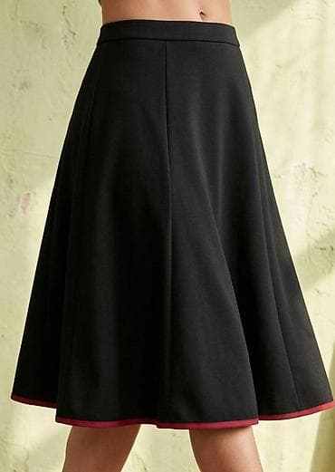 Crna ženska suknja A-kroja sa crvenim porubom - Klasican, blago na lalafo.rs Crna ženska suknja A-kroja sa crvenim porubom - Klasican, blago