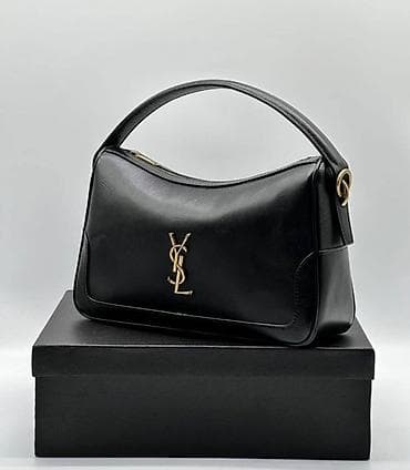 Elegantna ženska torba u crnoj boji sa zlatnim YSL logotipom. Izrađena na lalafo.rs — 1 Elegantna ženska torba u crnoj boji sa zlatnim YSL logotipom. Izrađena — 1