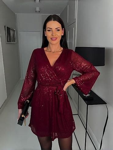 Dresses: 🔥Haljina sa šljokicama – mini kroj, preklopni V-izrez, dugačak rukav i at lalafo.rs — 1 Dresses: 🔥Haljina sa šljokicama – mini kroj, preklopni V-izrez, dugačak rukav i — 1