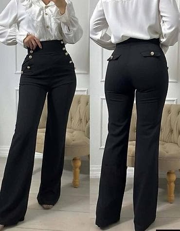 Ženske elegantne pantalone sa visokim strukom i širokim nogavicama. - na lalafo.rs — 1 Ženske elegantne pantalone sa visokim strukom i širokim nogavicama. - — 1