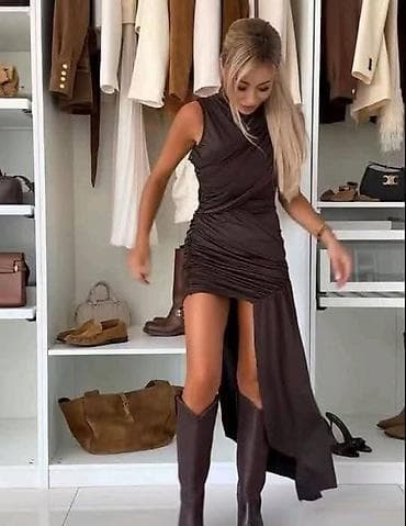 Asimetrična elegantna haljina s drapiranim naborima - Kroj: uska na lalafo.rs — 2 Asimetrična elegantna haljina s drapiranim naborima - Kroj: uska — 2