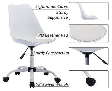 Radna stolica na točkićima – bela - Moderan minimalistički dizajn na lalafo.rs Radna stolica na točkićima – bela - Moderan minimalistički dizajn
