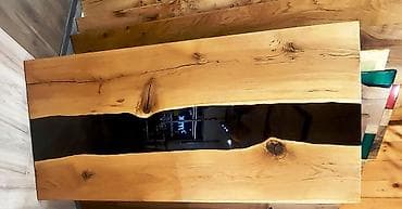 stolovi od drveta: Epoxy sto Hrast/crni 90x180 cm Ploča stola napravljena od drveta at lalafo.rs — 2 stolovi od drveta: Epoxy sto Hrast/crni 90x180 cm Ploča stola napravljena od drveta — 2