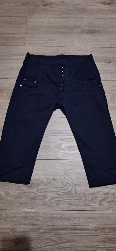 pantalone butiku ali: Tamno plave ženske pantalone 3/4 dužine sa visokim strukom i više na lalafo.rs — 4 pantalone butiku ali: Tamno plave ženske pantalone 3/4 dužine sa visokim strukom i više — 4