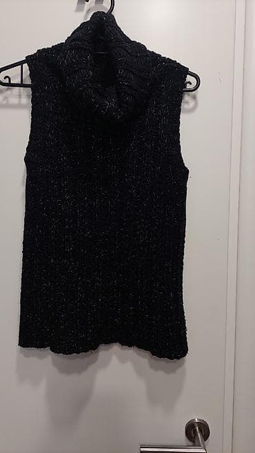 Crna pletena rolka - Model: ženski pleteni prsluk/bezrukavnik - na lalafo.rs — 1 Crna pletena rolka - Model: ženski pleteni prsluk/bezrukavnik - — 1