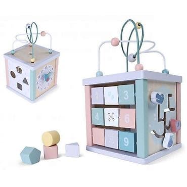 Drvena edukativna kocka – multifunkcionalni activity center za decu - na lalafo.rs Drvena edukativna kocka – multifunkcionalni activity center za decu -