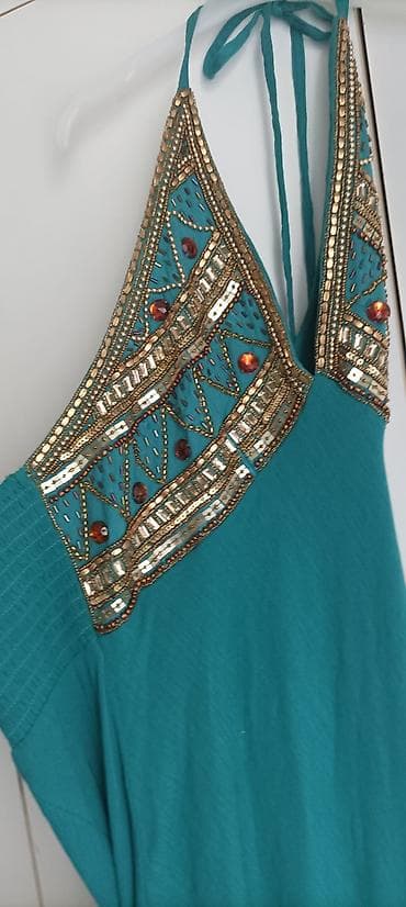 Tirkizna haljina na vezivanje oko vrata (halter), boho/etno stil. - na lalafo.rs — 2 Tirkizna haljina na vezivanje oko vrata (halter), boho/etno stil. - — 2