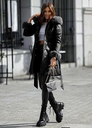 Ženska prošivena zimska jakna sa kapuljačom - Boja: crna, visokog na lalafo.rs — 3 Ženska prošivena zimska jakna sa kapuljačom - Boja: crna, visokog — 3