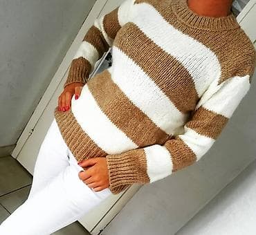 Pruge džemper – bež i bela - Klasičan pleteni džemper sa širokim na lalafo.rs — 3 Pruge džemper – bež i bela - Klasičan pleteni džemper sa širokim — 3