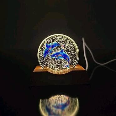 Dekorativne LED noćne lampe – akrilni disk sa drvenim postoljem - na lalafo.rs — 4 Dekorativne LED noćne lampe – akrilni disk sa drvenim postoljem - — 4