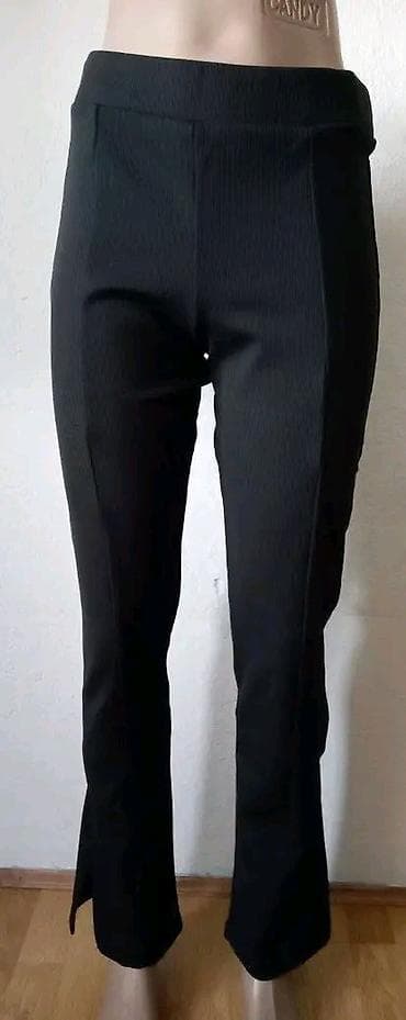 Crne ženske pantalone od rebrastog (rib) materijala, elegantnog i na lalafo.rs — 1 Crne ženske pantalone od rebrastog (rib) materijala, elegantnog i — 1