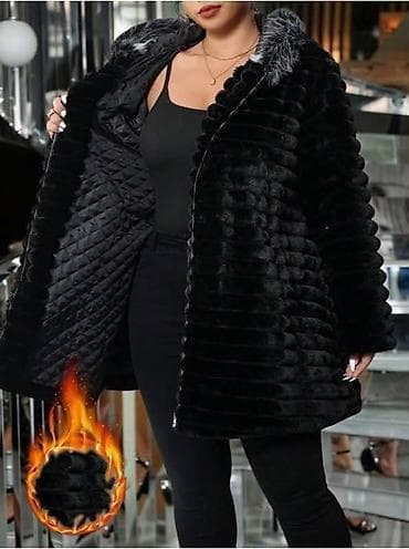 Ženska zimska jakna/kaput sa kapuljačom – crna, plišana tekstura - na lalafo.rs — 2 Ženska zimska jakna/kaput sa kapuljačom – crna, plišana tekstura - — 2