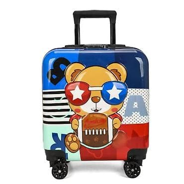 Dečiji kofer na točkiće sa šarenim printom medveda - Kompaktna na lalafo.rs Dečiji kofer na točkiće sa šarenim printom medveda - Kompaktna