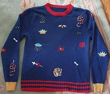 GUCCI original muski džemper vuneni, teget plave boje sa aplikacijama na lalafo.rs — 4 GUCCI original muski džemper vuneni, teget plave boje sa aplikacijama — 4