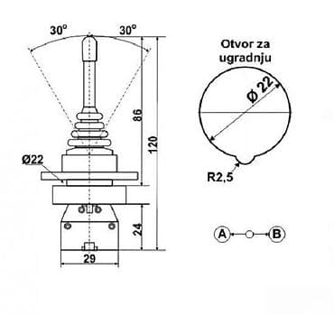 dve suknje po: Industrijski džojstik NO+NO, prečnik ugradnje Ø22 mm - Tip: mehanički at lalafo.rs — 2 dve suknje po: Industrijski džojstik NO+NO, prečnik ugradnje Ø22 mm - Tip: mehanički — 2