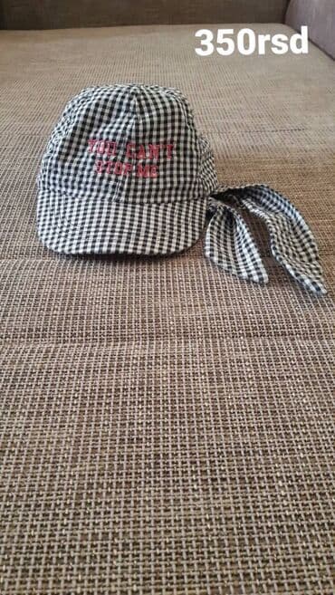 Kapa sa šiltom i dugim trakama za vezivanje, crno-bela gingham (kari) na lalafo.rs Kapa sa šiltom i dugim trakama za vezivanje, crno-bela gingham (kari)