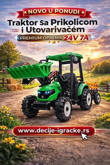 Traktor Sa Prikolicom i Utovarivačem Zeleni Premium Oprema 24V7A na lalafo.rs Traktor Sa Prikolicom i Utovarivačem Zeleni Premium Oprema 24V7A