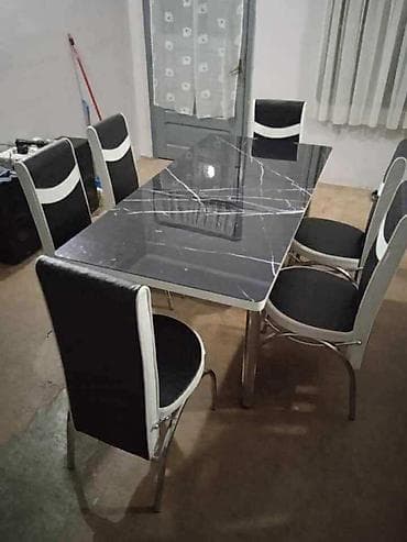 Trpezarijski set – sto sa staklenom pločom i 6 stolica - Dizajn na lalafo.rs — 8 Trpezarijski set – sto sa staklenom pločom i 6 stolica - Dizajn — 8