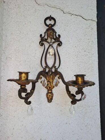 Antique Decor: Staro francuski zidni svecnjak od kovanog gvozdja sa trgovima pozlate at lalafo.rs — 1 Antique Decor: Staro francuski zidni svecnjak od kovanog gvozdja sa trgovima pozlate — 1