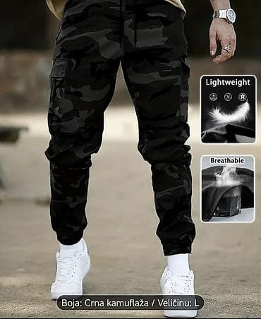 Muške cargo jogger pantalone – crna kamuflaža, veličina L - Lagane i at lalafo.rs Muške cargo jogger pantalone – crna kamuflaža, veličina L - Lagane i
