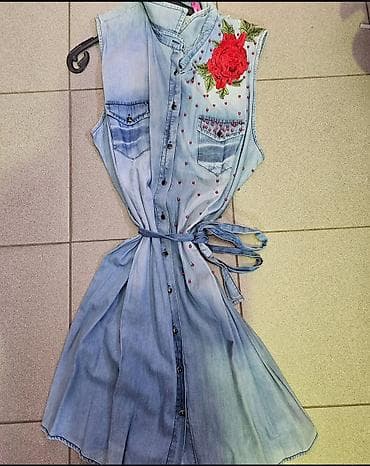 L vel. Teget-plava teksas haljina bez rukava, košulja‑kroja. - na lalafo.rs L vel. Teget-plava teksas haljina bez rukava, košulja‑kroja. -