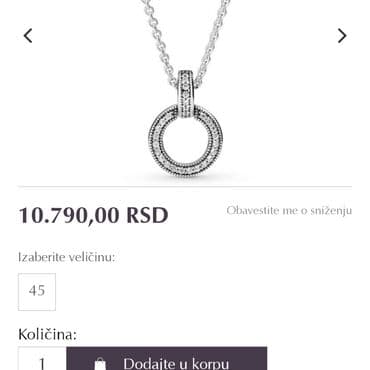 Ogrlica sa priveskom, Pandora, Materijal: Srebro na lalafo.rs — 5 Ogrlica sa priveskom, Pandora, Materijal: Srebro — 5