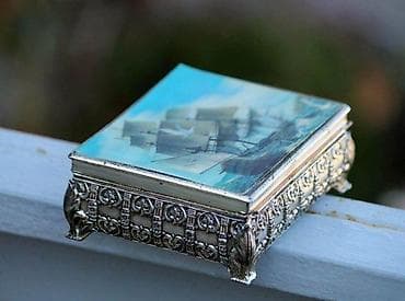 Art Deco posrebrena kutija za nakit ili sitnice 11 x 8,5 cm. Stara na lalafo.rs — 5 Art Deco posrebrena kutija za nakit ili sitnice 11 x 8,5 cm. Stara — 5