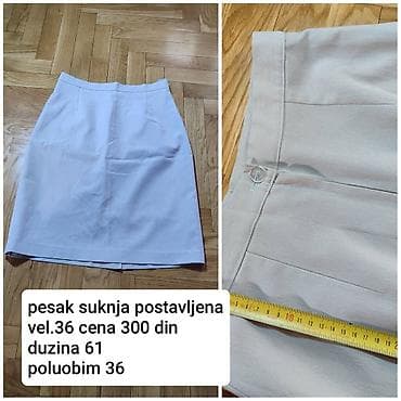 Pesak suknja – postavljena, klasičan kroj olovka/pencil, svetla bež na lalafo.rs — 1 Pesak suknja – postavljena, klasičan kroj olovka/pencil, svetla bež — 1