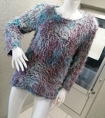 Ženski džemper/tunika od „shaggy“ pređe - Model: duža tunika-džemper na lalafo.rs Ženski džemper/tunika od „shaggy“ pređe - Model: duža tunika-džemper