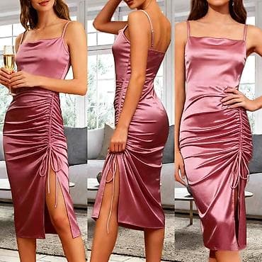 Saten haljina midi dužine sa efektom sjaja i prelepim padom. Model sa na lalafo.rs — 3 Saten haljina midi dužine sa efektom sjaja i prelepim padom. Model sa — 3