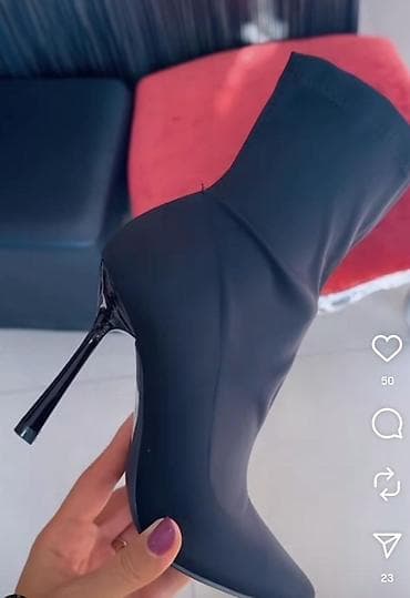 Crne ženske kratke čizme/ankle boots sa visokom potpeticom - na lalafo.rs Crne ženske kratke čizme/ankle boots sa visokom potpeticom -