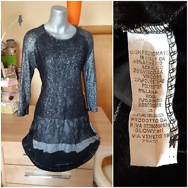 Crna italijanska tunika/haljina sa šljokičastim efektom i slojevitim na lalafo.rs — 2 Crna italijanska tunika/haljina sa šljokičastim efektom i slojevitim — 2