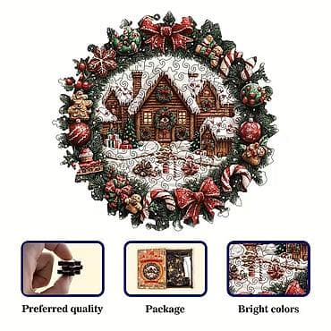 Christmas drvene puzzle NOVO Drvena slagalica 2 u 1 – Božićna kućica na lalafo.rs — 8 Christmas drvene puzzle NOVO Drvena slagalica 2 u 1 – Božićna kućica — 8