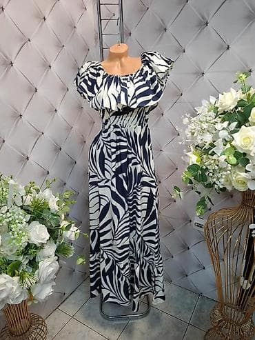 Duga letnja haljina sa tropskim/zanijskim printom - Model: maxi na lalafo.rs Duga letnja haljina sa tropskim/zanijskim printom - Model: maxi