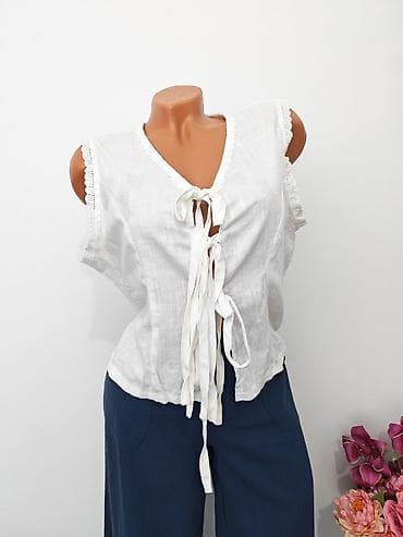 zenske broj: Bela ženska bluza sa vezivanjem napred – SHEIN - Model: bez rukava at lalafo.rs — 1 zenske broj: Bela ženska bluza sa vezivanjem napred – SHEIN - Model: bez rukava — 1