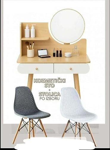 Kozmetički sto sa ogledalom + stolica po izboru - Moderan toaletni na lalafo.rs — 1 Kozmetički sto sa ogledalom + stolica po izboru - Moderan toaletni — 1