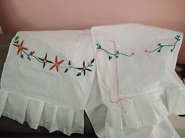 Ručno vezeni peškiri za svadbe - Belo pamučno platno sa ručno vezenim na lalafo.rs — 2 Ručno vezeni peškiri za svadbe - Belo pamučno platno sa ručno vezenim — 2