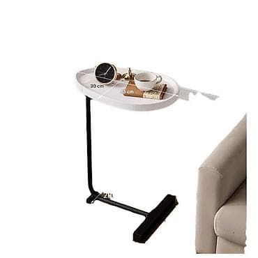 Pomoćni stočić „C” oblika – imitacija belog mermera sa crnim okvirom na lalafo.rs — 2 Pomoćni stočić „C” oblika – imitacija belog mermera sa crnim okvirom — 2