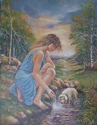 Umetničke slike – serija ulja na platnu „Devojka u prirodi“ - na lalafo.rs — 2 Umetničke slike – serija ulja na platnu „Devojka u prirodi“ - — 2