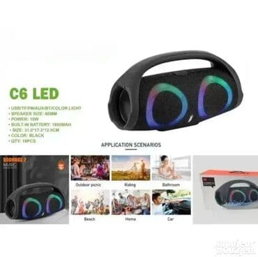 Zvučnici i stereo sistemi: Bluetooth Zvučnik BOOMBOX C6 sa LED svetlom 10W 🎶💡 Dobrodošli u na lalafo.rs Zvučnici i stereo sistemi: Bluetooth Zvučnik BOOMBOX C6 sa LED svetlom 10W 🎶💡 Dobrodošli u