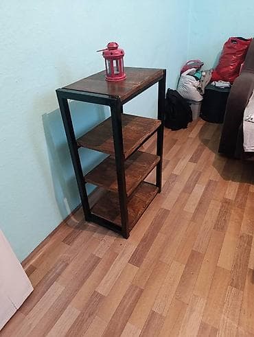 Industrijski stočić/polica sa 4 nivoa - Konstrukcija: crni metalni na lalafo.rs Industrijski stočić/polica sa 4 nivoa - Konstrukcija: crni metalni