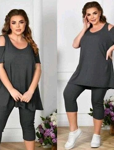 Dvodijelni komplet za žene (plus size) – tunika i capri helanke - na lalafo.rs — 2 Dvodijelni komplet za žene (plus size) – tunika i capri helanke - — 2