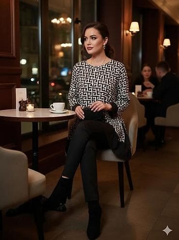 pantalone gina benotti: Ženska tunika/bluza sa geometrijskim printom u crno-beloj kombinaciji na lalafo.rs — 2 pantalone gina benotti: Ženska tunika/bluza sa geometrijskim printom u crno-beloj kombinaciji — 2