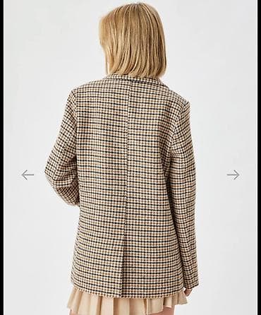 Ženski blejzer sa šahovskim (houndstooth) dezenom u bež, braon i oker na lalafo.rs — 3 Ženski blejzer sa šahovskim (houndstooth) dezenom u bež, braon i oker — 3