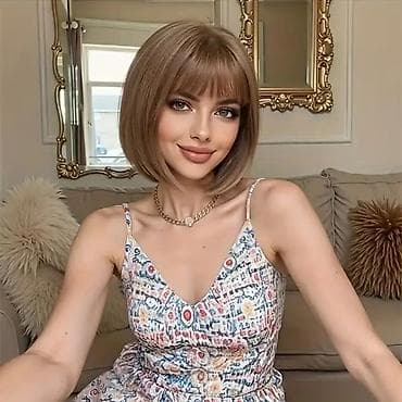 Kratka perika bob sa šiškama – svetlosmeđa (med/kesten), dužina oko 25 na lalafo.rs — 2 Kratka perika bob sa šiškama – svetlosmeđa (med/kesten), dužina oko 25 — 2