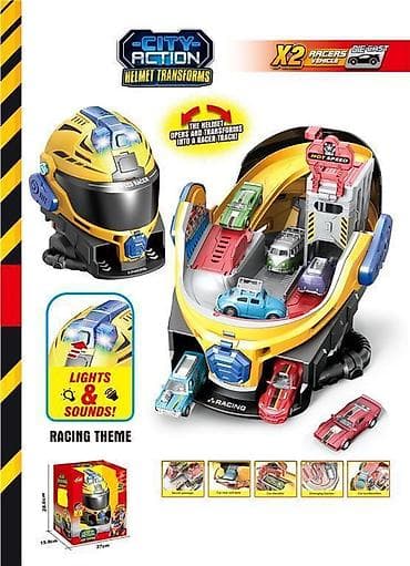 City Action “Helmet Transforms” – trkački set sa vozilima - Kaciga na lalafo.rs City Action “Helmet Transforms” – trkački set sa vozilima - Kaciga