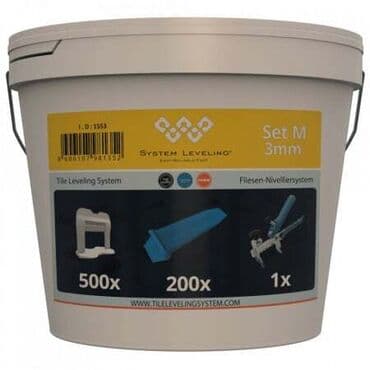 Komplet za nivelaciju pločica 3mm uključuje 500 kajli, 200 spona na lalafo.rs Komplet za nivelaciju pločica 3mm uključuje 500 kajli, 200 spona